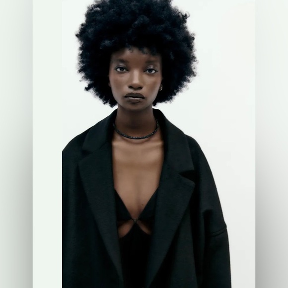 BNWT Zara medium EXTRA LONG WOOL BLEND COAT - Picture 3 of 11